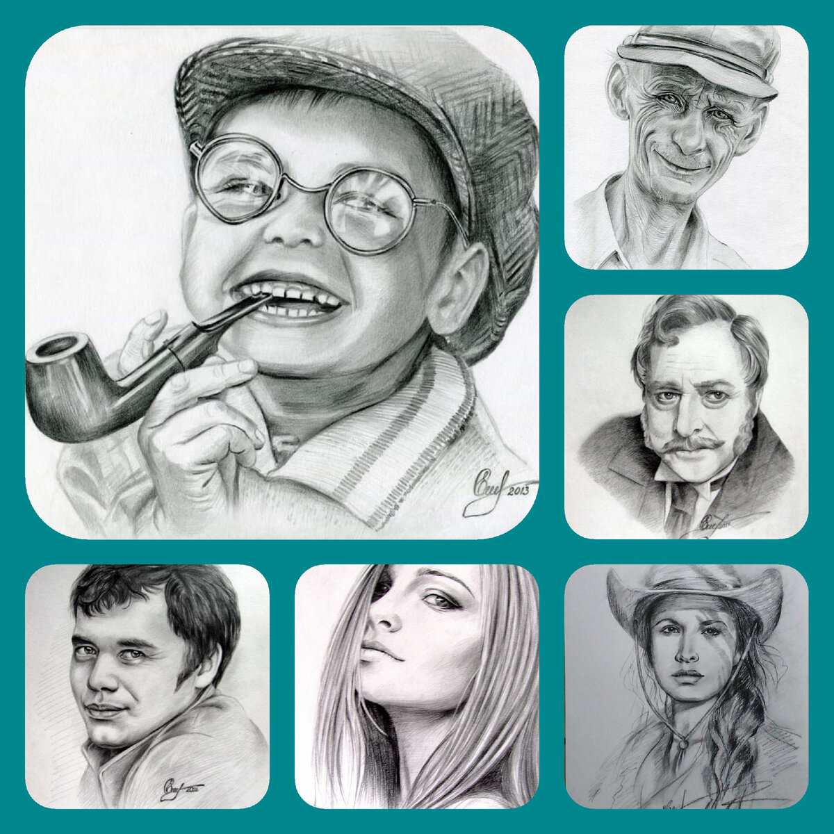 Мои карандашные портреты, которые нарисованы очень давно.