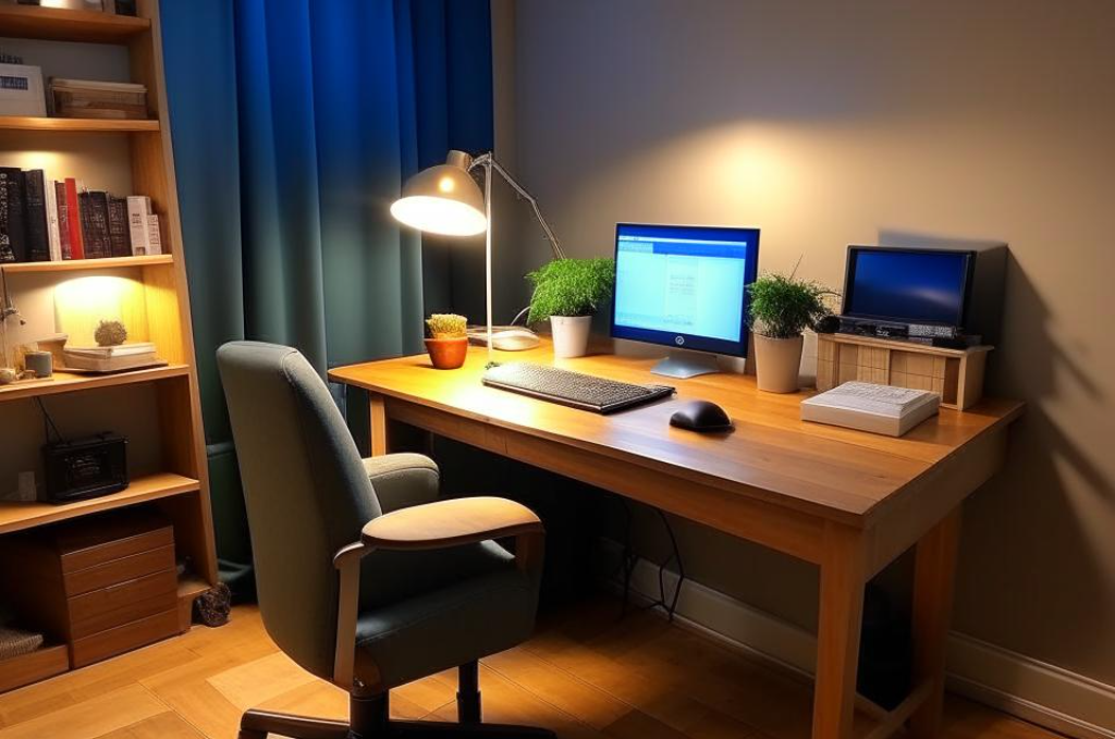 рабочее место в комнате