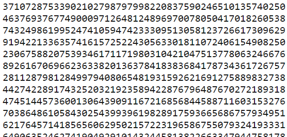 Наконец-то что-то не про делители :) Задача Найдите первые десять цифр суммы следующих ста 50-значных чисел.