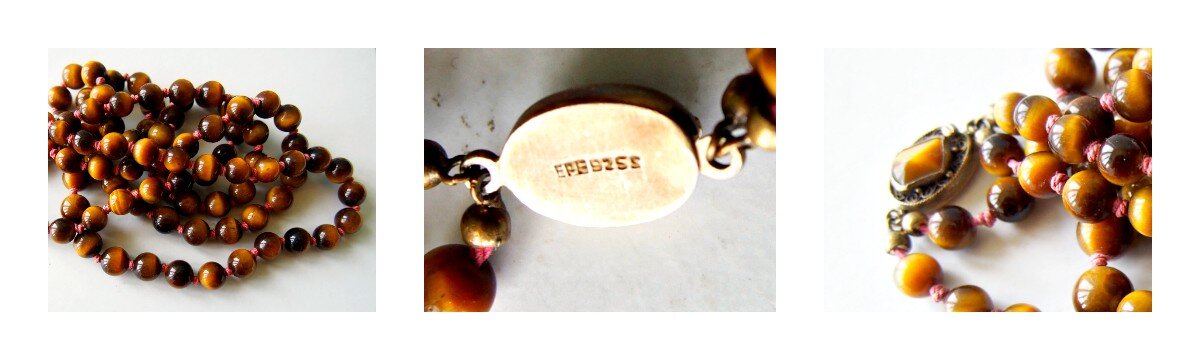 Фото автора. Бусы из тигрового глаза. Маркированы 925 S. 
