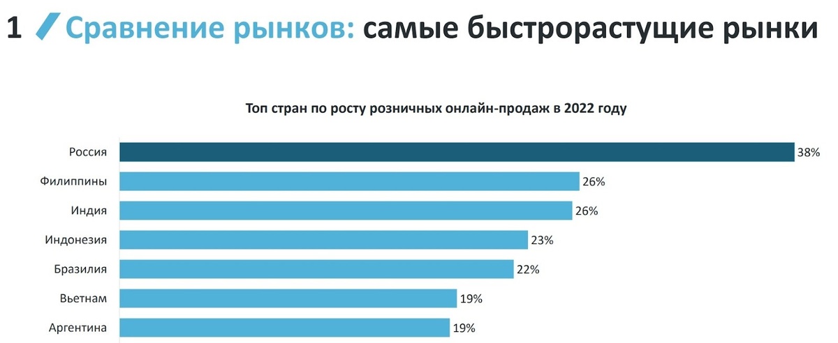 Россия лидирует по росту розничных онлайн-продаж, данные отчета DataInsigth