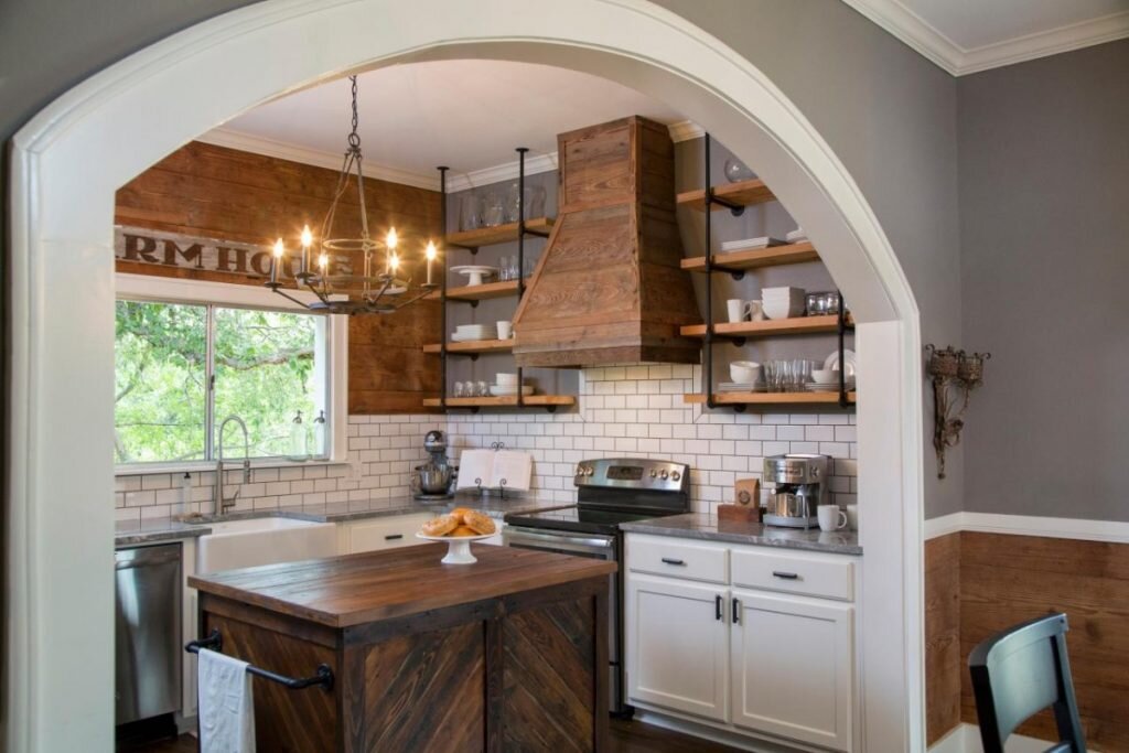 Дизайн арки между кухней и гостиной фото