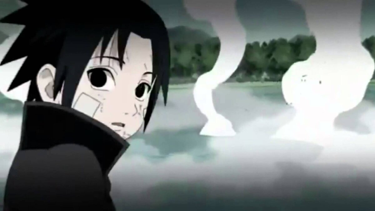 Саске за тренировкой огненного шара. 