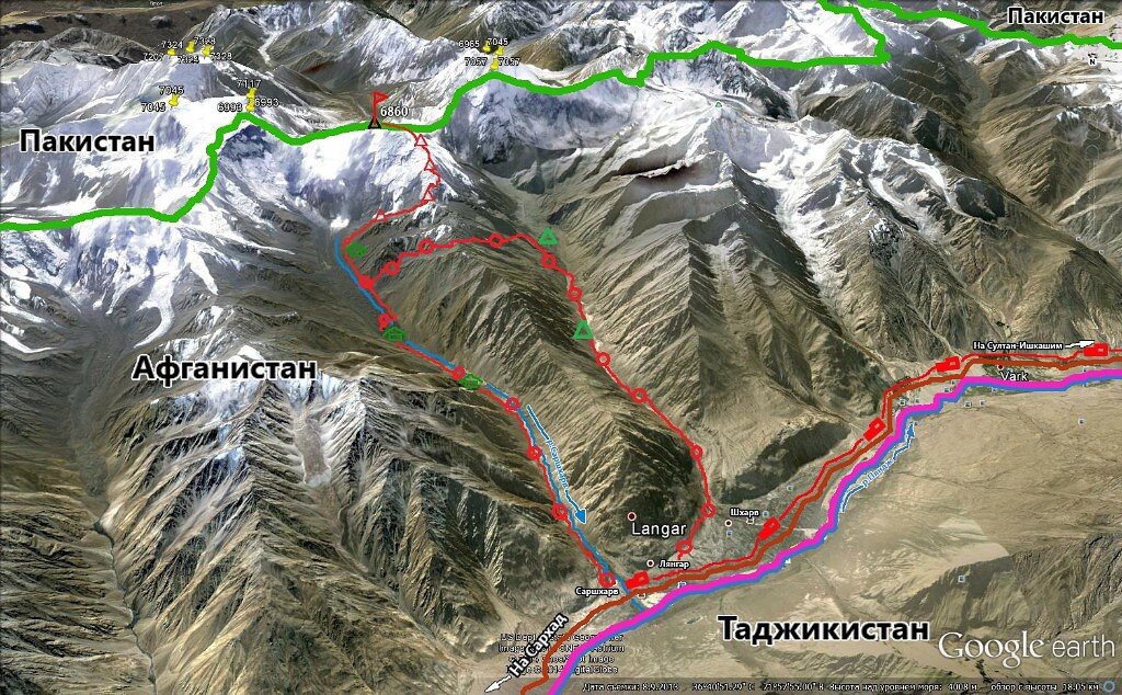 Ваханский коридор на карте