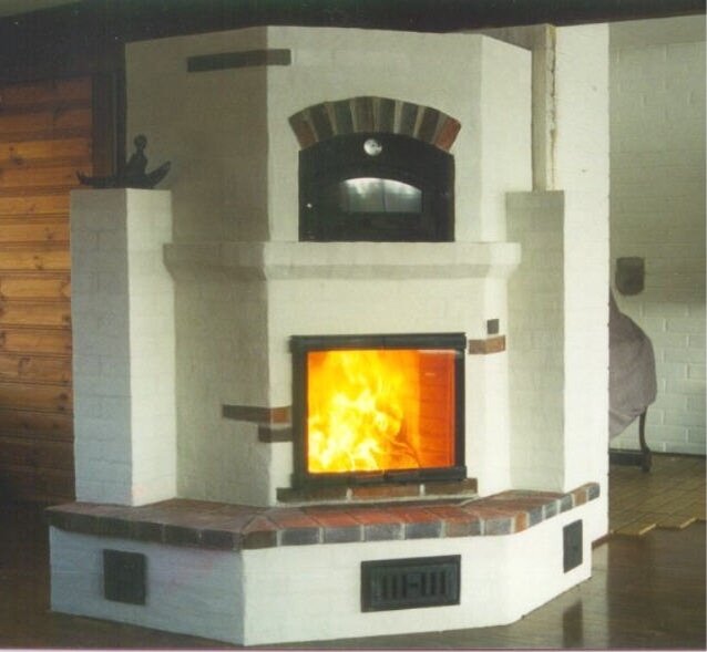 Теплоёмкая печь периодического действия. Отопительный камин.