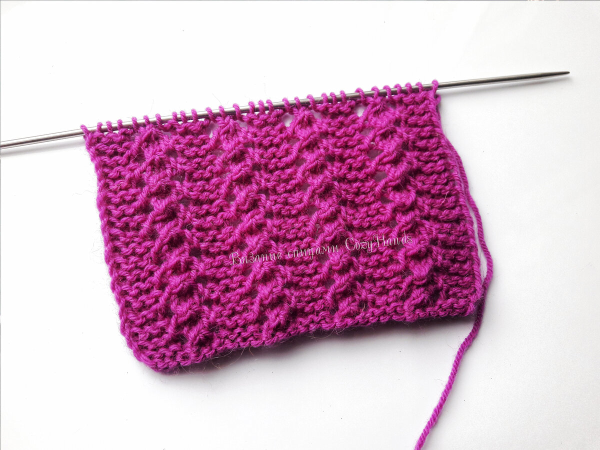 Фактурный узор спицами Узелки