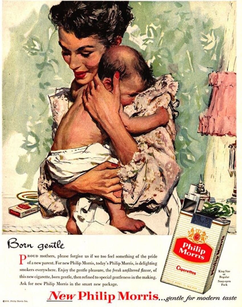 Плакат с рекламой сигарет для мам.