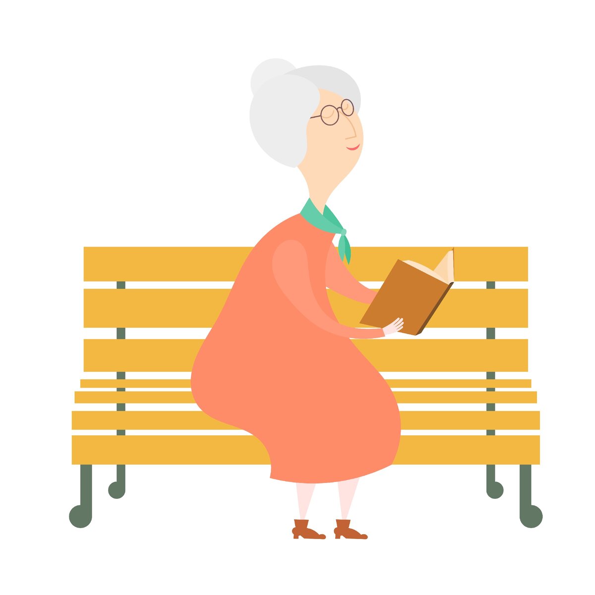 Бабушка на скамье