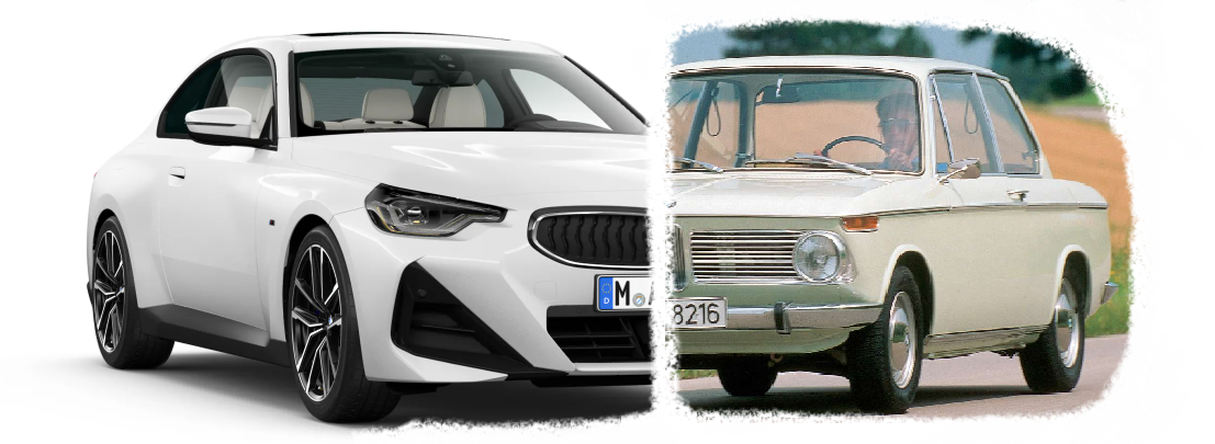 Слева новая двойка, справа BMW 1602.