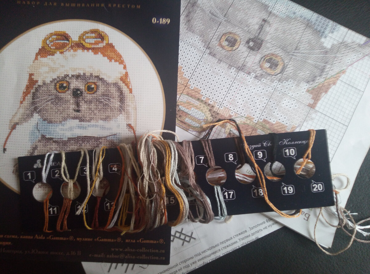 Содержимое комплекта. За исключением канвы и иголок