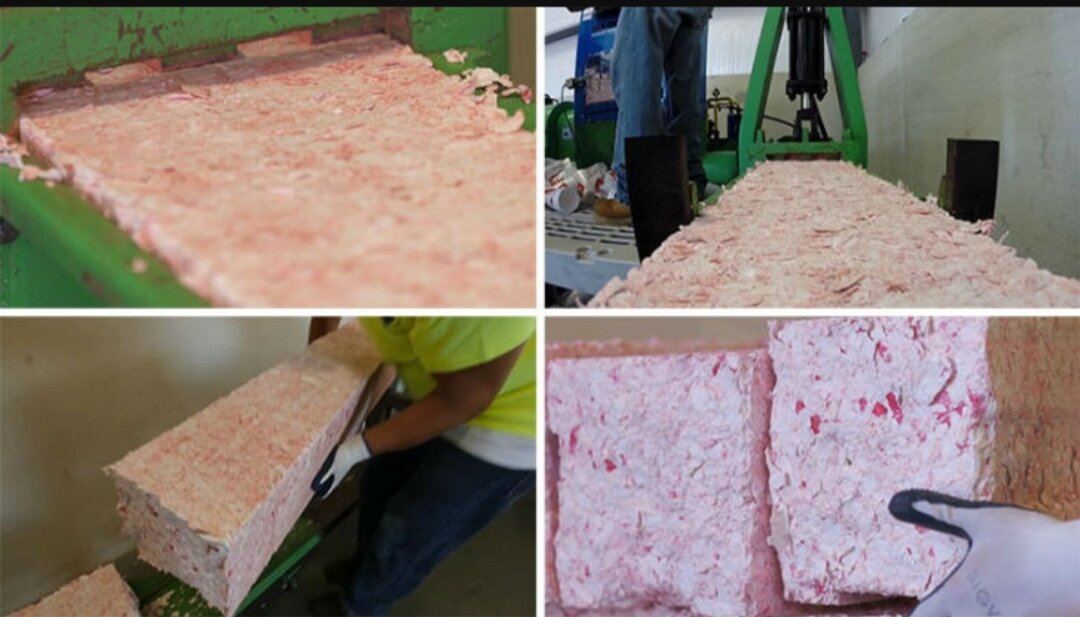 Вот как выглядит этот процессклиенты бросают использованные стаканы в специальный мусорный ящик.После этого пластиковая посуда отправляется на предварительную переработку.После сортировки посуда измельчается на 2,5–5‑сантиметровые части.И прессуется