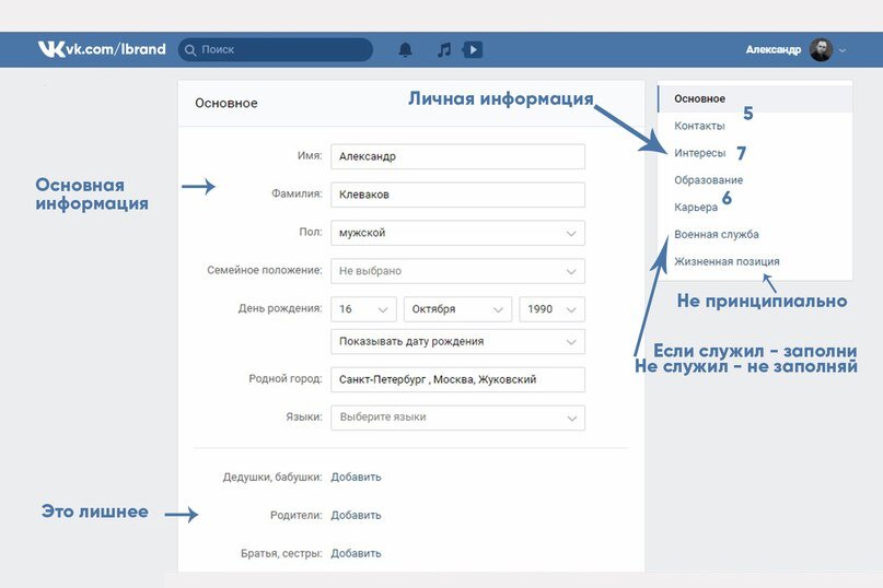 Информация через вк. Шаблон страницы ВК. Основная информация страницы ВК. Страница ВКОНТАКТЕ шаблон. Hj,hfptw cnhfybxrb Dr.