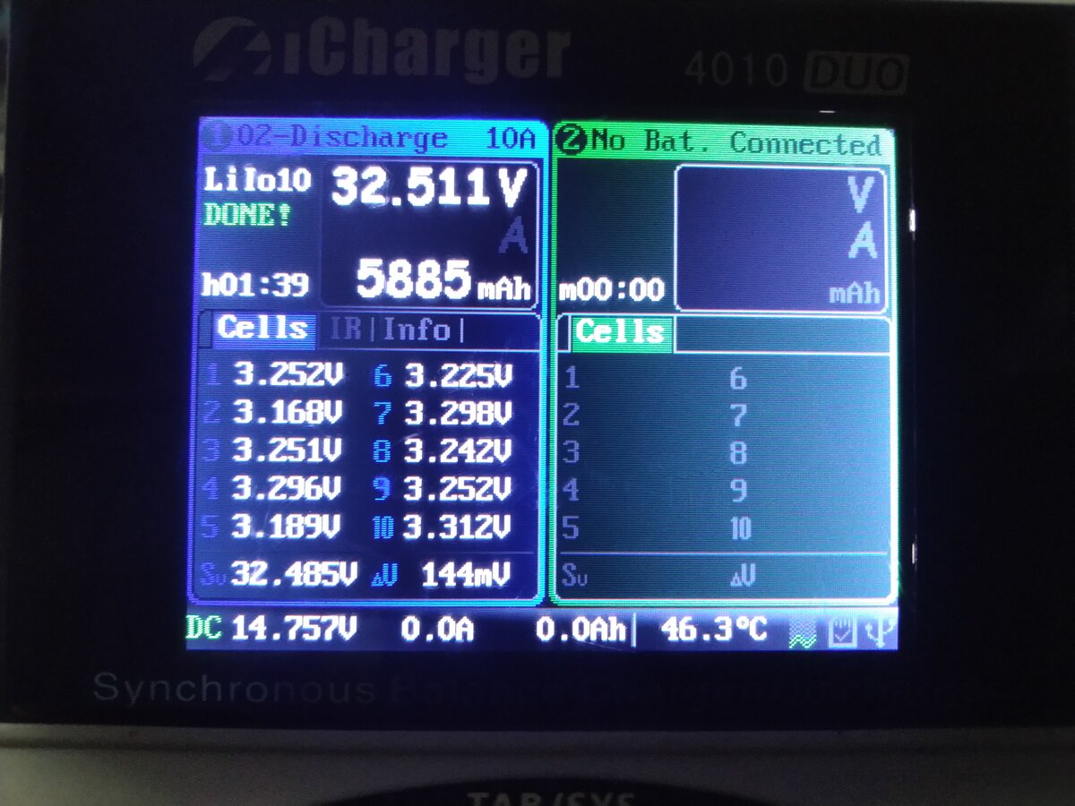 Дорогой самокат. Разница в напряжении 0,144В.