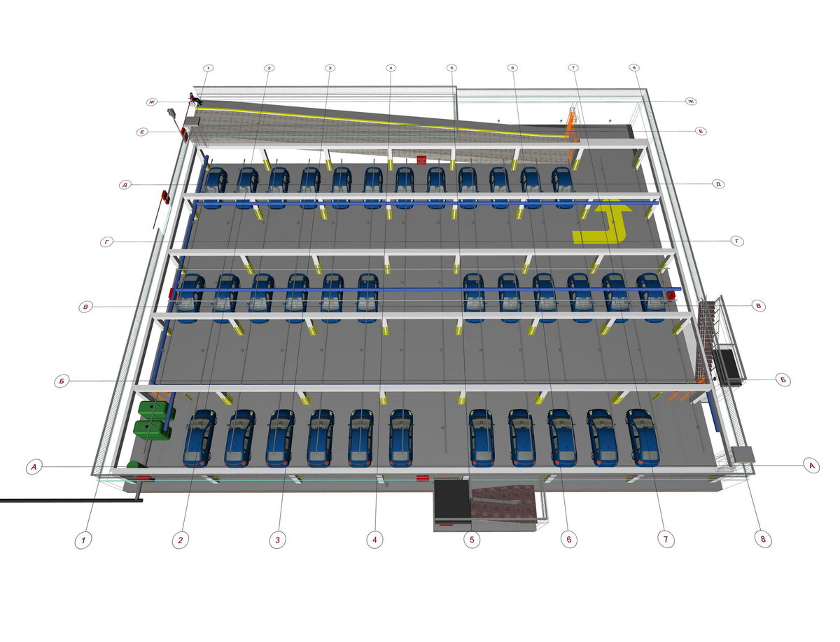 Подземный двухуровневый паркинг план