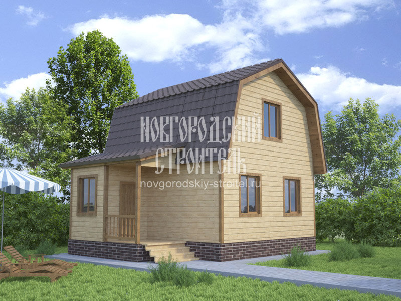 Сочетание натурального цвета дерева и коричневого ондулина или металлочерепицы позволяет дому органично вписаться в окружающую природу