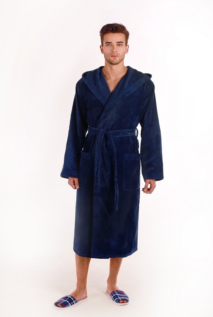 Халат махровый мужской с капюшоном
