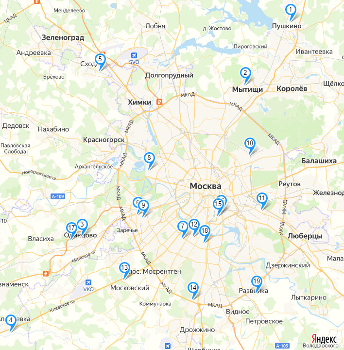 Карта проектов Инград