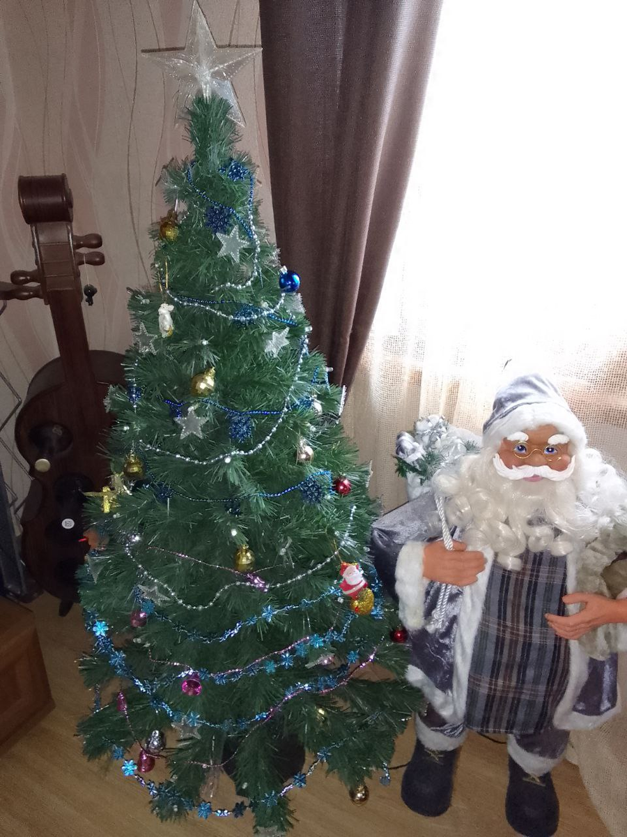 Вот такую маленькую пушистую красавицу с заморским "дедом" уже поставили на кухне. Дед позировал)