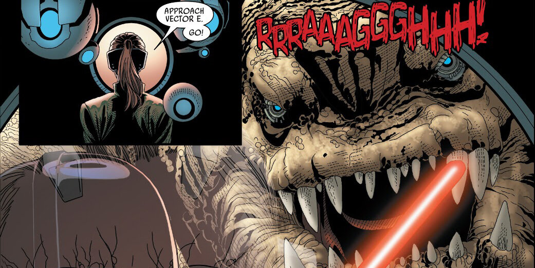 Фрагмент комикса Darth Vader №22 (изд-во Marvel), илл. Сальвадор Ларрока