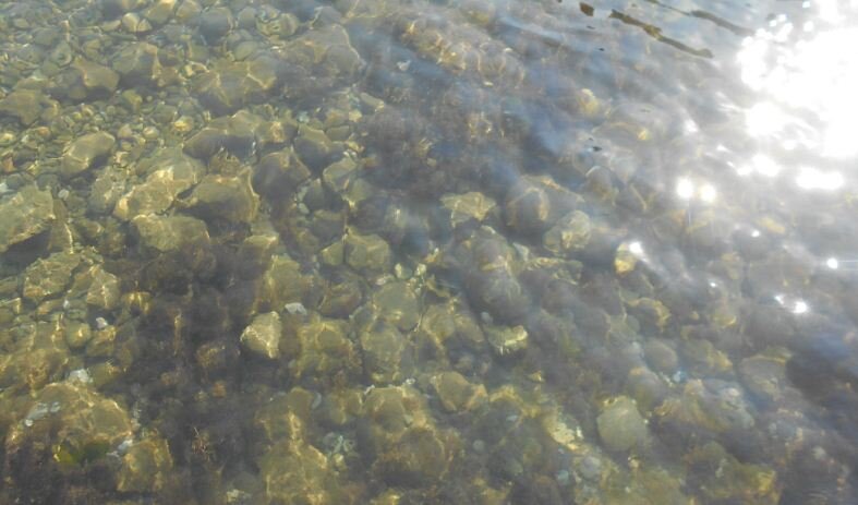 Прозрачная вода на пляже "Нарышкинские камни" в Симеизе