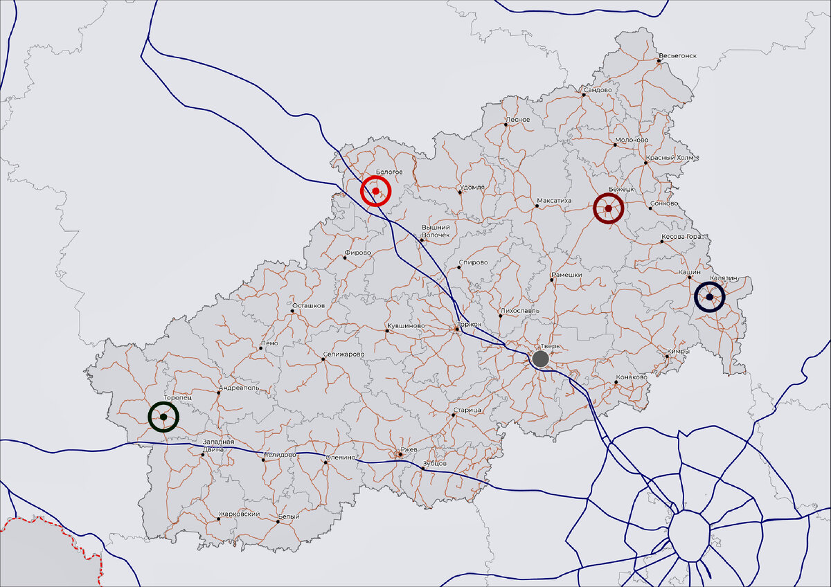 Исследуемые города Тверской области 