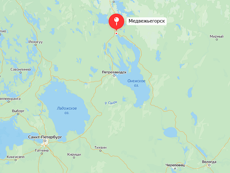 Скриншот Яндекс Карты: г. Медвежьегорск