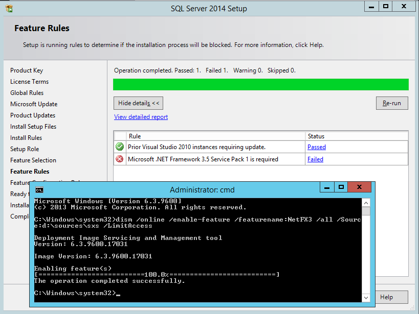 Установка sql server 2014. Windows Server 2014. Компонент netfx3.