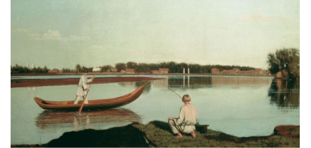 Картина Григория Сороки «Рыбаки. Вид в имении "Спасское"». 1840