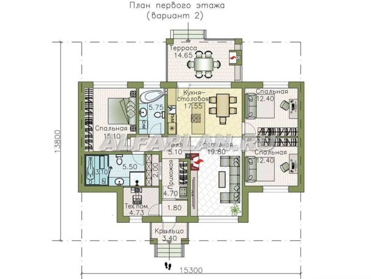  2 Варианта планировки дома по проекту "Авалон" 419В. 