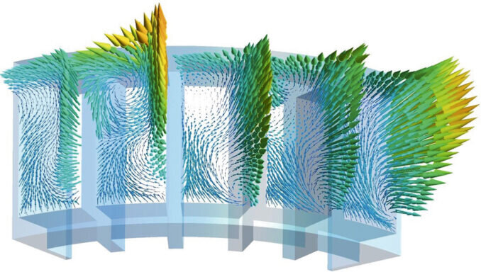 Векторная диаграмма скорости на внешней поверхности статора