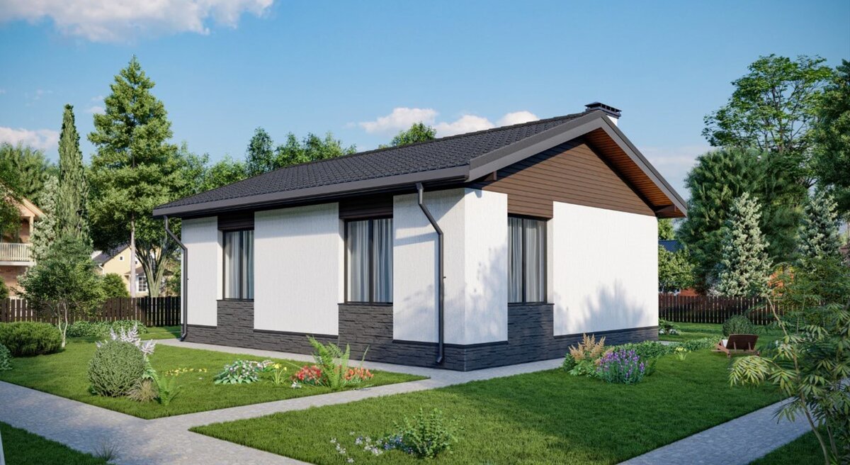 3D визуализация дома по проекту 11-100 (вид сзади)