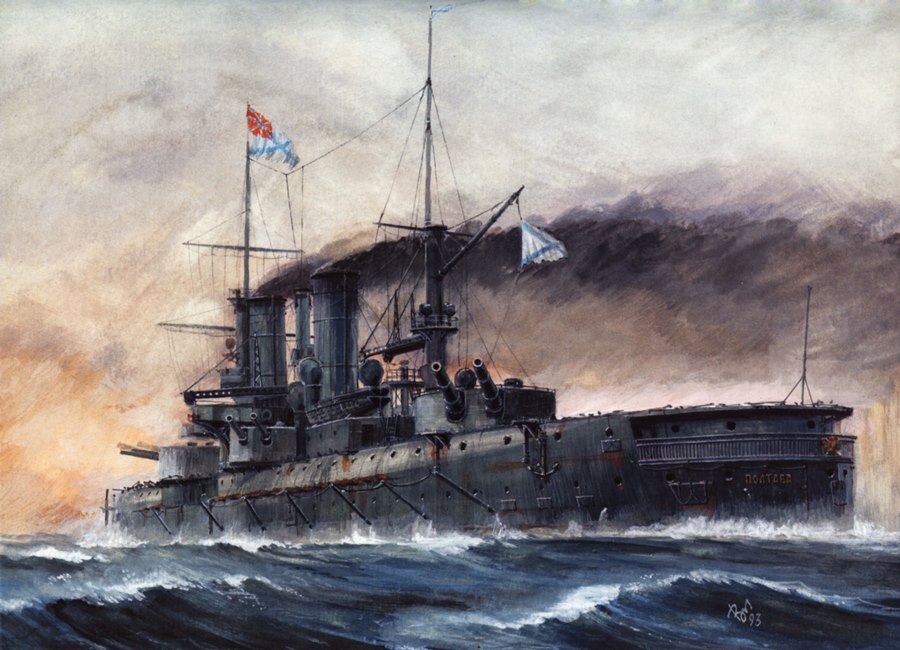 Броненосец «Полтава». Картина художника В.С. Емышева