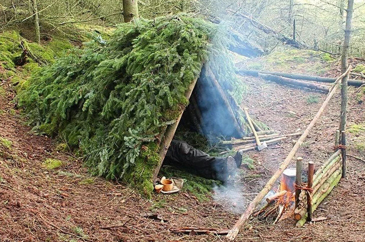 Борчане построили общественный шалаш в лесу