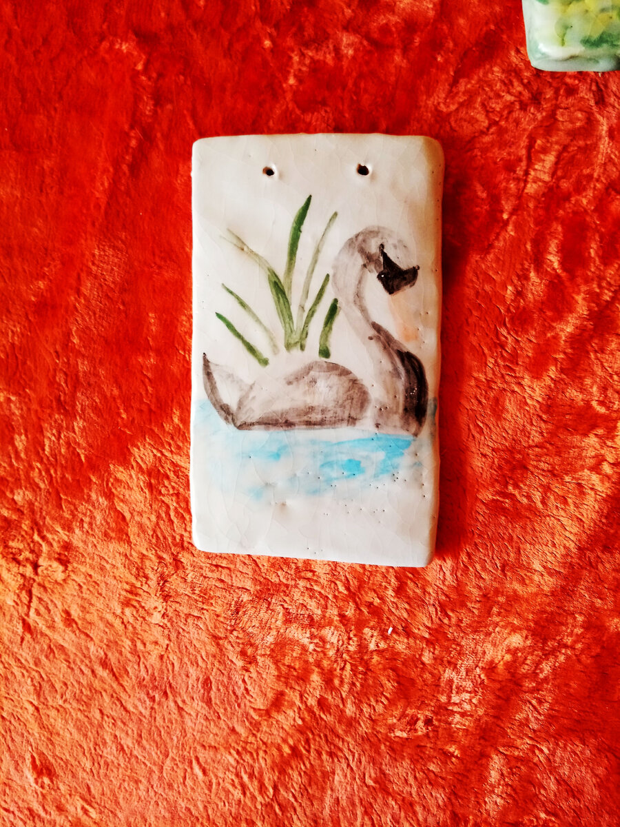 Декоративное панно "Лебедь". Керамика, ручная работа