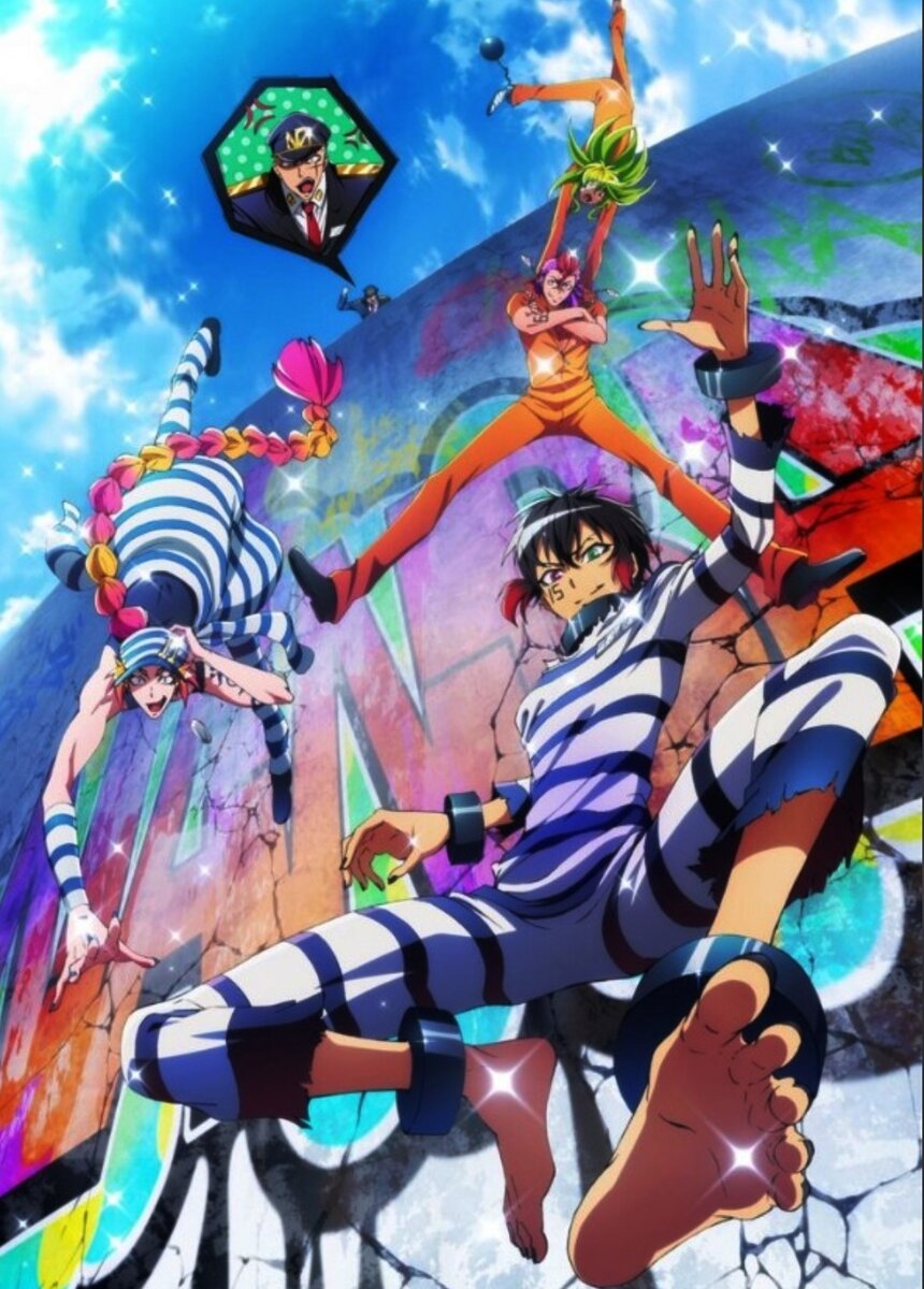 Сюжет этого Аниме не совсем обычный, так как речь пойдет, не о каком ни будь старшекласснике, как это обычно бывает в аниме, а о парнях, которые сидят в тюрьме. Да и не в какой ни будь простой, а в самой неприступной и охраняемой тюрьме Японии и название ей – Нанба. Также в этом аниме не один главный герой, а сразу четыре. И так заключённые в этой тюрьме подразделяются на группы и дают каждому свой номер. А теперь расскажем о главных героях. Один из них японец, а зовут его Юго, под номером 15. Он почему-то не любит окулистов, а так же любит побеги и пытается сбежать с тюрьмы каждый день. Второй парень англичанин по имени Уно, под номером 11. Он довольно хорошо играет в покер и любит всех обманывать, в общем, прирожденный аферист. И так, третий парнишка американец по имени Рок, под номером 69. Он обожает кушать пончики, и любит драки, и всегда готов с кем-нибудь помахаться. И четвертый парень тоже американец, а зовут его Нико, под номером 25. Про него можно сказать лишь одно. Он заядлый анимешник, в общем, аниме самое главное в его жизни. И вот к этим четырем парням приставлен охранник по имени Хаджиме, которому они постоянно будут докучать. А вот что при этом будет происходить мы увидим при просмотре данного аниме.