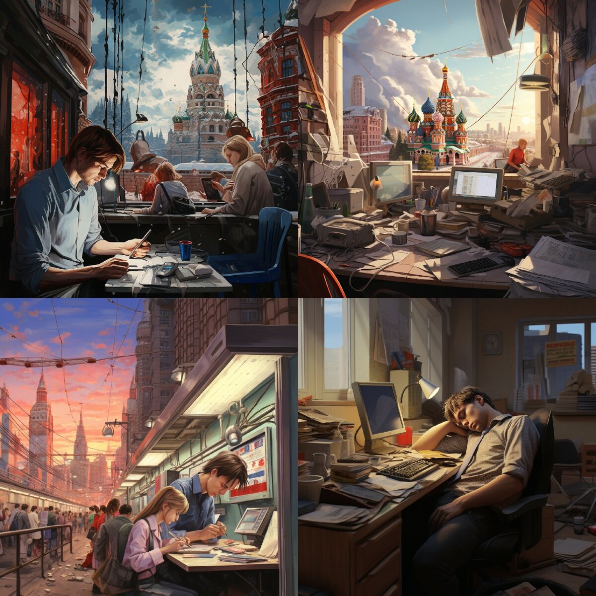 Нейросеть выдала такую картинку по запросу "Сократить рабочую неделю с 40 до 36 часов". 