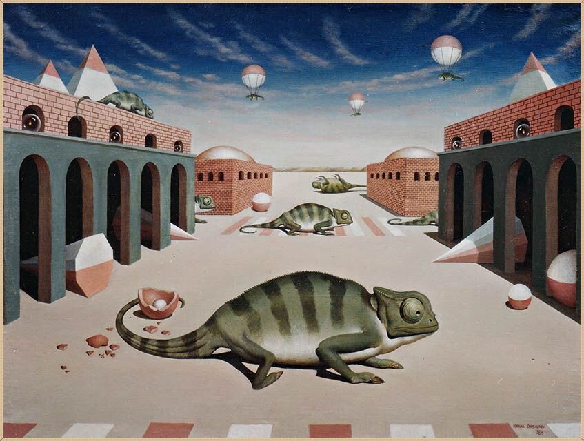 © Горшунов Михаил. Город хамелеонов. 1998, холст, масло, 74x97 см. 
