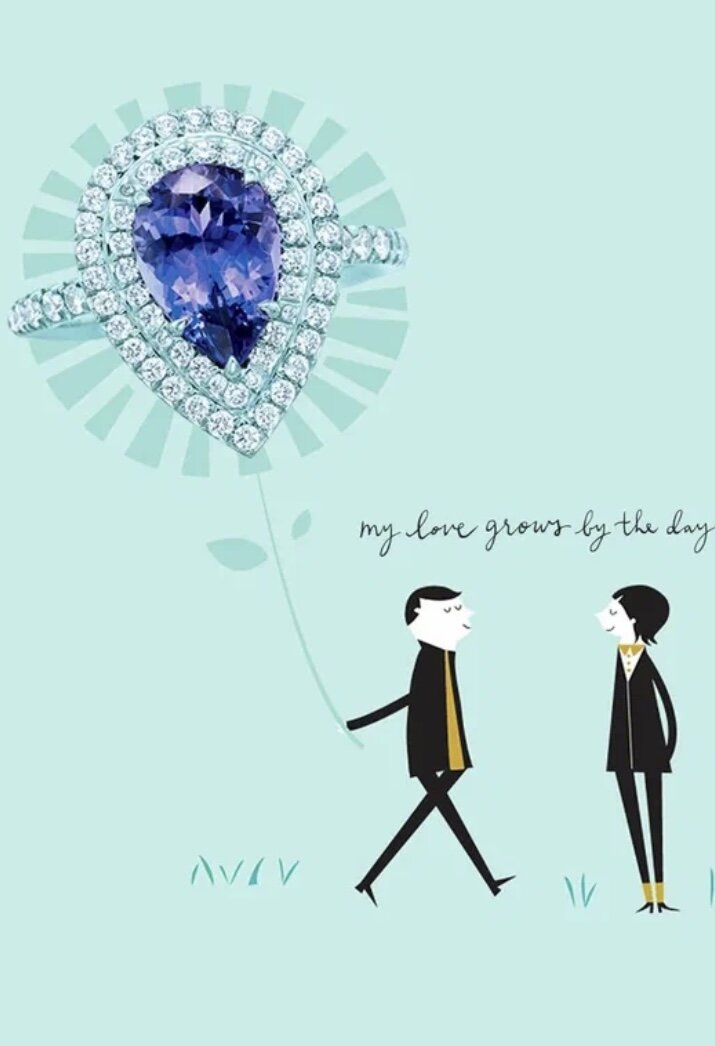 Рекламная кампаниях Tiffany, кольцо с танзанитом