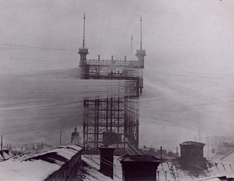 Телефонная вышка в Стокгольме. 1890 год.