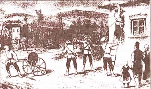 Русские военные телеграфисты прокладывают телеграфную линию во время Русско-турецкой войны 1877-1878 гг.