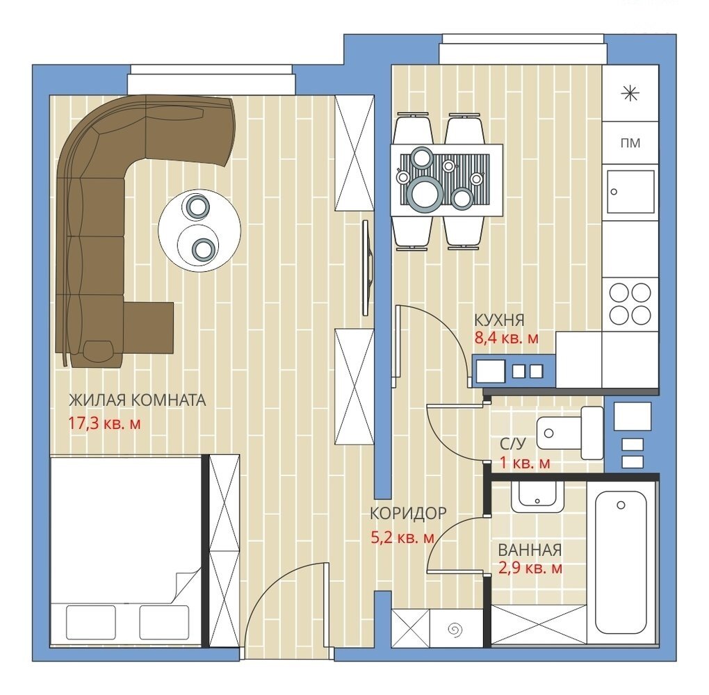 Перепланировка однушки 35 м² в панельной «брежневке»: 6 схем (бесплатно) |  Филдс | Дзен