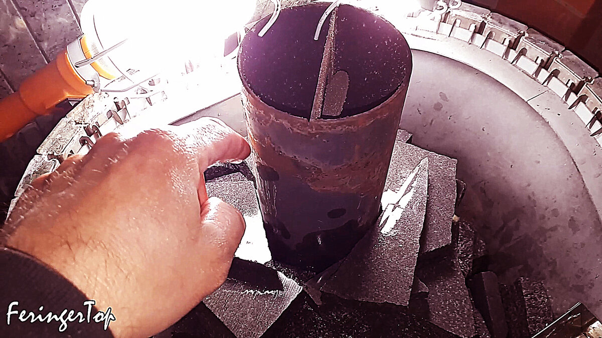 Сложил "башенку" вокруг стартового элемента дымохода в каменке