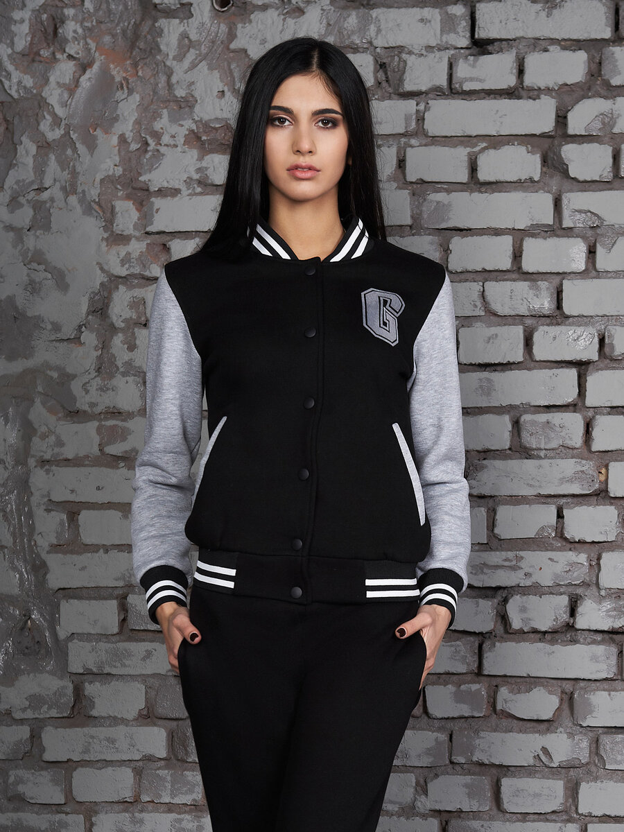 Кофта черная Varsity Jacket женская