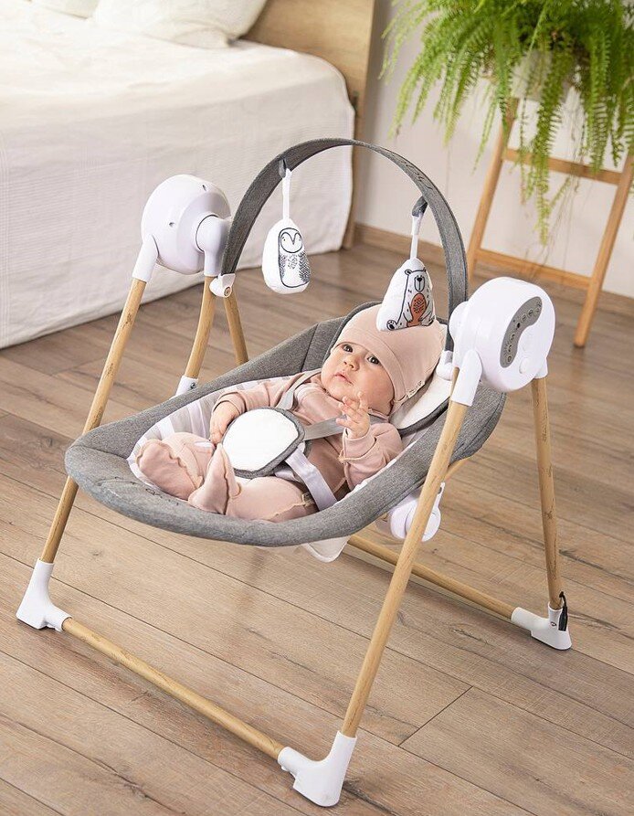 Электронные качели детские AMAROBABY WOODEN SWING