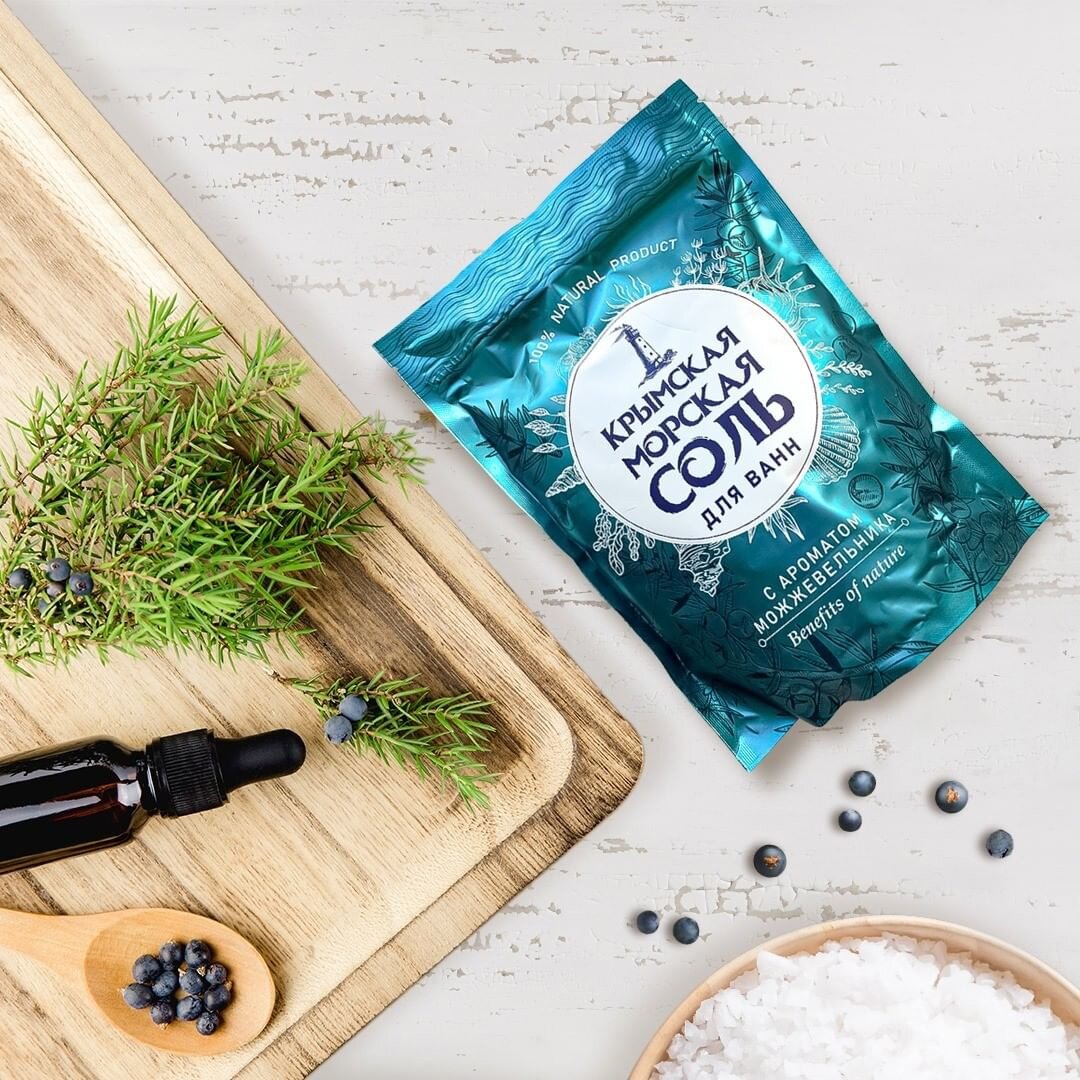 Это наша любимая Крымская соль для ванн с ароматом Можжевельника.
