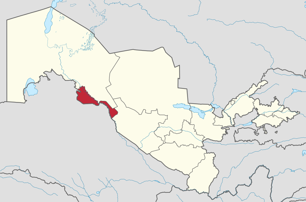 Хорезмская область на карте Узбекистана