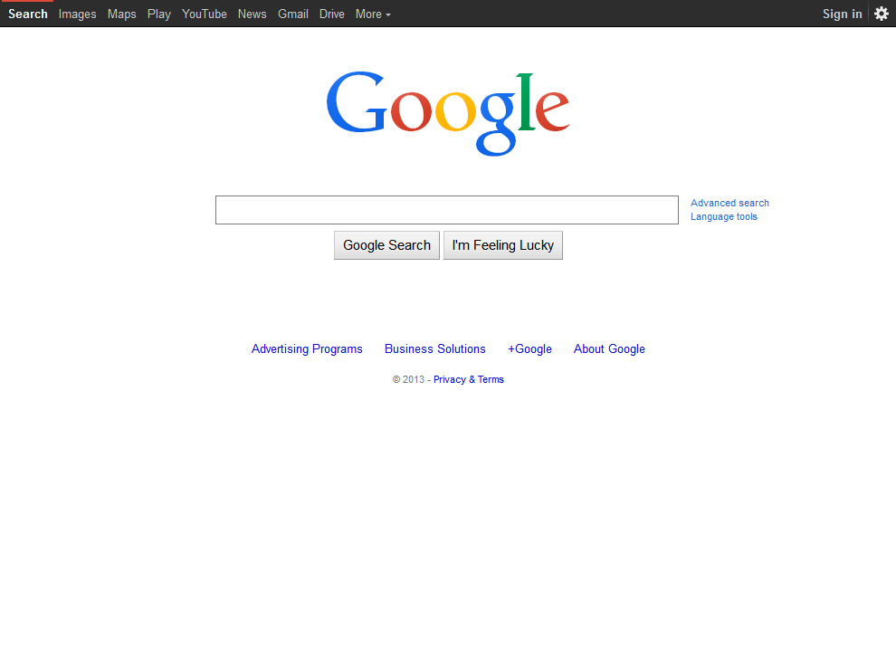 Стартовая страница Google, 2014 год.
