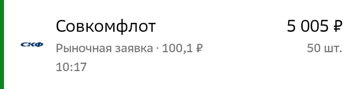 Покупка акций "Совкомфлота" 02.08.2023 в 10.17