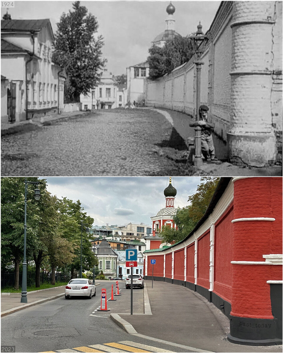 Москва. Повторяем фотографии прошлых лет около Зачатьевского монастыря.  Было/стало #162. | past_today | Дзен