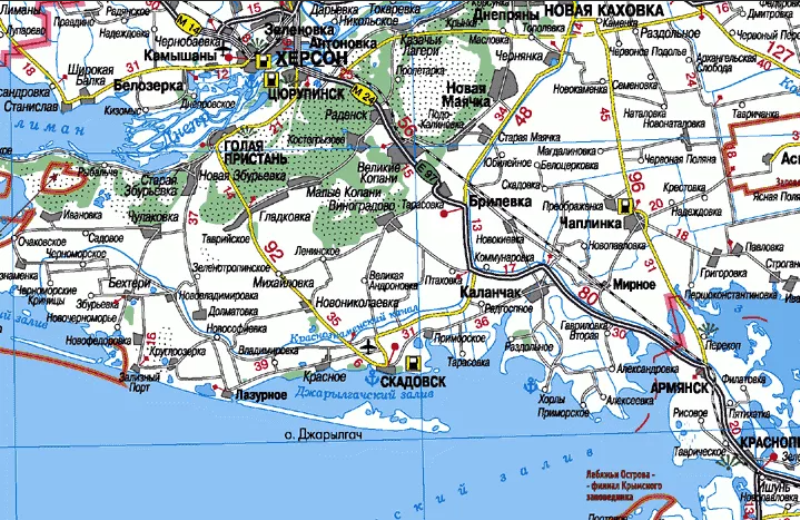 Карта крыма и херсонской области на карте